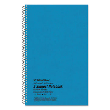 National® Three-subject Wirebound Notebooks, Medium-college Rule, Blue Cover, 9.5 X 6, 150 Sheets freeshipping - TVN Wholesale